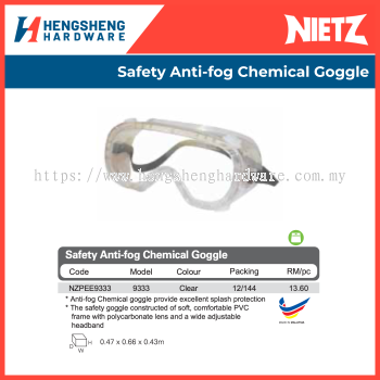 Nietz Picasaf Safety Anti-fog Chemical Goggle | Safety Eyewear