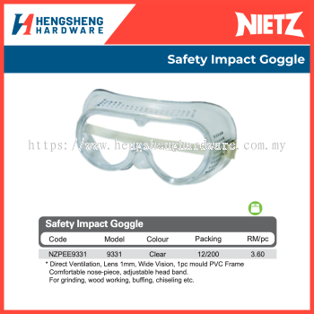 Nietz Picasaf Safety Impact Goggle | Industrial Safety Eyewear
