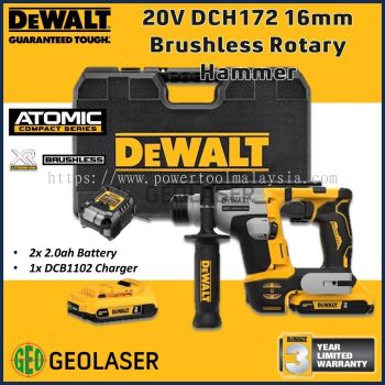 DeWALT 20V Max DCH172 Brushless Cordless 16mm Atomic Rotary Hammer