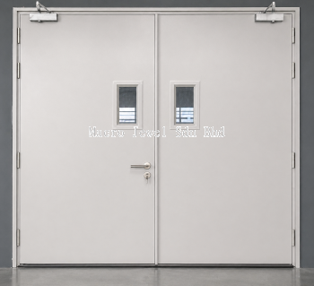 2 Hours Fire Rated Steel Door cw Vision Panel (Double Leaf)