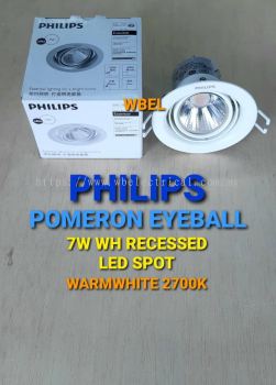 PHILIPS POMERON 7W 27K WH RECESSED LED SPOT 2700K (NORMAL / 3 STEP DIM)