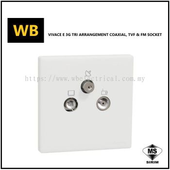Schneider Vivace E 3G Triangle Arrangement Co-axial TV, F Type Screw Connector and FM Socket [KBN33SMATV_WE]