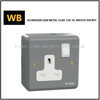 Schneider ESM Metal Clad 13A 1 Gang Surface Switched Socket ESMT15_G11 [New]