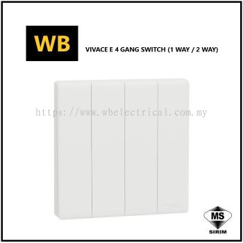 Schneider Vivace E 4 Gang 1 Way Switch [KBN34_1_WE_G11] / 4 Gang 2 Way Switch [KBN34_2_WE_G11]