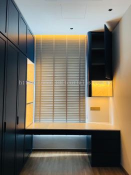 Light Brown Timber Blind for Dressing Table Window at Hana Residences Tropicana Aman