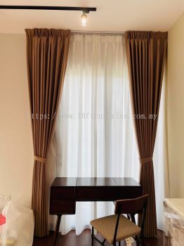 Akemiuchi Prism Singapore Pleat Double Layer Curtain without Pelmet at Landed Cheras