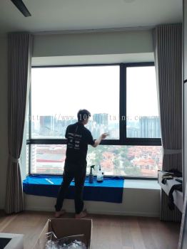 Full Height Single Layer S-Fold Master Room Curtain Without Pelmet at The Treez Bukit Jalil