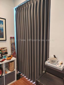 Akemiuchi Twine Wall-to-Wall Single Layer Singapore Pleat Curtain At Garden Homes Bangi