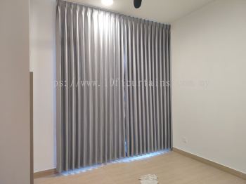 Grey Akemiuchi Twine Series Full Height Singapore Pleat Curtain For Living Room At Harmony Residence OUG