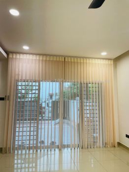 Beige Dream Curtain With White Railing For Entrance Sliding Door At Landed Cheras