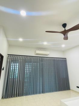 Grey Dream Curtain With Black Railing For Living Sliding Door At Landed Cheras