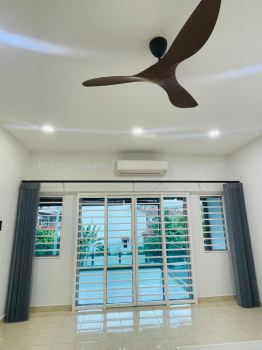 Grey Wall-to-Wall Dream Curtain Open View With Black Railing At Landed Cheras