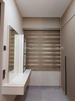 Brown Beige Zebra Blind For Bedroom Window Beside Dressing Table At Landed Kajang