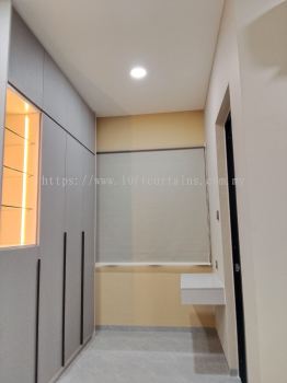 Light Sage Roller Blind For Bedroom Side Window Beside Cabinet At Landed Kajang