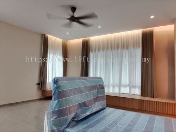 L-Shape Singapore Pleat Double Layer Curtain For Master Bedroom Window At Landed Kajang
