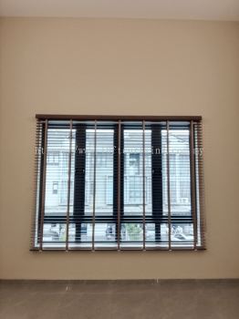 Timber Venetian Blind Open Slats View For 4-Panel Window At Landed Kajang