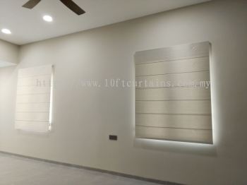 Two-Panel Roman Blind With 80 Percent Blackout Fabric For Bedroom Window At Landed Kajang