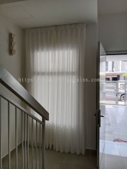 Full Height Single Layer Singapore Pleat Privacy Sheer For Entrance Side Window At Landed Rimbayu