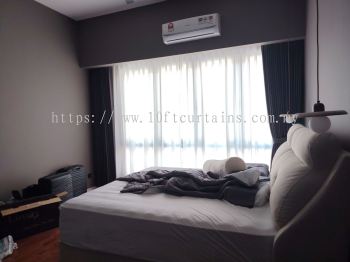 Full Height Wall-to-Wall Double Layer Curtain With Pelmet For Bedroom At Landed Sungai Buloh