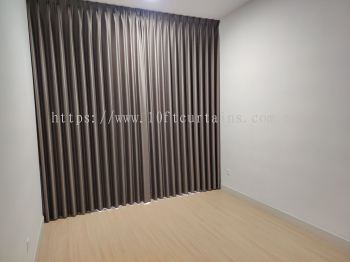 Dark Brown Singapore Pleat Wall-to-Wall Curtain For Bedroom At M Arisa Sentul