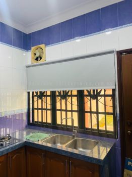 Off White Roller Blind For Triple Panel Kitchen Window At Old Landed Sungai Buloh