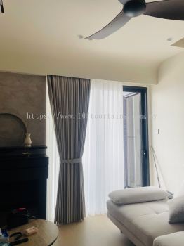 Singapore Pleat Double Layer Curtain For Side Balcony Sliding Door At The Era Segambut