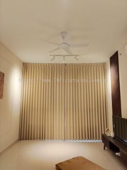 Wall-to-Wall Single Layer Singapore Pleat Curtain For Studio Unit At BeCentral I-City Airbnb
