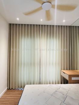Wall-to-Wall S-Fold Dimout Curtain For Bedroom Landing Window At JRK Convena Residence Bukit Jalil