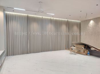 Akemiuchi Twine Wall-to-Wall Singapore Pleat Curtain For Wide Living Room Sliding Door At Setia Sky Seputeh