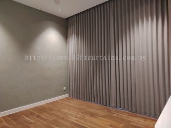 Khaki Wall-to-Wall Singapore Pleat Curtain For Master Room At Setia Sky Seputeh