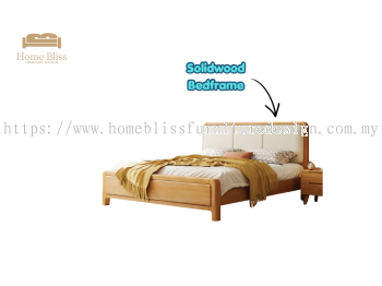 Solid Wood Bedframe with Upholstered Headboard BD833