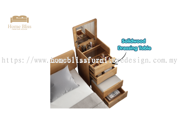 Solid Wood Dressing Table with Mirror, Storage Drawers & Stool DS905