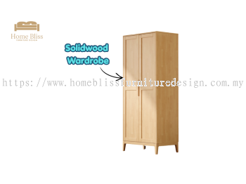 Solid Wood Wardrobe   2 Door Storage Cabinet WD122