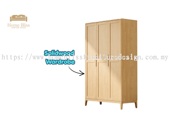 Solid Wood Wardrobe   3 Door Storage Cabinet WD123