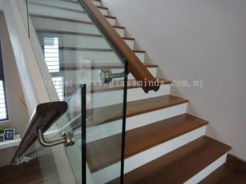 Concealed Temepred Glass Railing With Timber Handrail