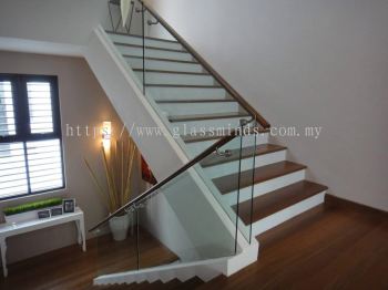 Concealed Temepred Glass Railing With Timber Handrail