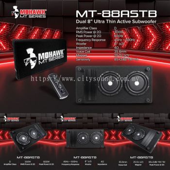 Mohawk MT-88ASTB Dual 8 Inch Ultra Thin Active Subwoofer