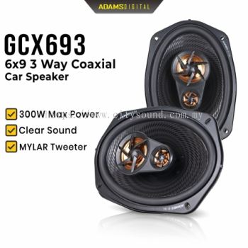 Adams Digital GCX693 6x9 3 Way Coaxial Car Speaker 300W Tweeter Car Audio Pair Loud Sound GTR Series