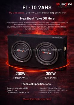 MusicFire FL-10.2AHS Dual 10 Inch Active Down Firing Subwoofer