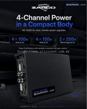 Zapco HB 104DII 4-Channel Full Range Class D Amplifier