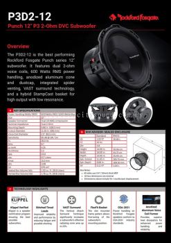 Rockford Fosgate P3D2-12 Punch 12 Inch P3 2-Ohm DVC Subwoofer