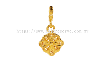 GR Flower Batik Square Pendant 916/22k