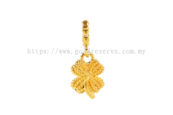 GR Gold Pendant Flower 4Leaf W Stem 916/22K