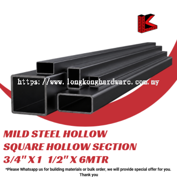 MILD STEEL HOLLOW/SQUARE HOLLOW SECTION/BESI HOLLOW 3/4" X 1 1/2" X 6MTR (19MM X 38MM )(1.0MM/1.2MM/1.6MM+/-)