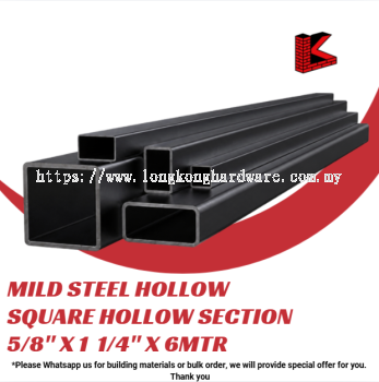 MILD STEEL HOLLOW/SQUARE HOLLOW SECTION/BESI HOLLOW 5/8" X 11/4" X 6MTR (16MM X 32MM )(1.0mm/1.2mm+/-)
