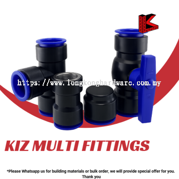 KIZ MULTI FITTINGS | HIGH QUALITY PLUMBING PIPE FITTINGS FOR WATER SUPPLY, PPR, PE & GENERAL PIPE CONNECTION APPLICATIONS