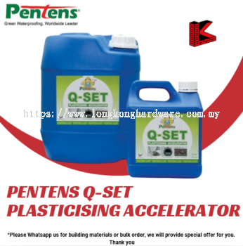 PENTENS Q-SET PLASTICISING ACCELERATOR | CONCRETE & CEMENT SETTING ACCELERATOR | PLASTICISER ADMIXTURE FOR MORTAR, PLASTER & CONCRETE APPLICATIONS