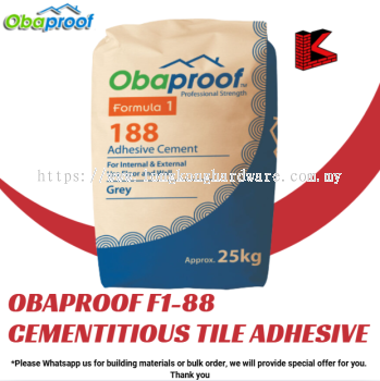 OBAPROOF F1-188 CEMENTITIOUS TILE ADHESIVE FOR BONDING CERAMIC TILES 25KG