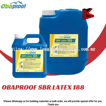 OBAPROOF SBR LATEX 188 GUM SUSU SIMEN 4L/18L WATER RESISTANT BONDING AGENT & MORTAR STRENGTHENING