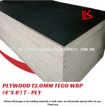 12MM TEGO WBP PLYWOOD 4' X 8' (7-PLY) | WATER BOIL PROOF FILM FACED PLYWOOD FOR CONCRETE FORMWORK, SHUTTERING & CONSTRUCTION